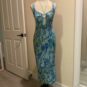 Zara Knit MIDI Dress Blues NWOT Sz S